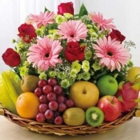 Flowers & mix fruit basket