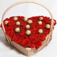 Rose And Ferrero Heart Basket