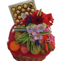 FLOWER FRUIT BASKET WITH FERRERO ROCHER