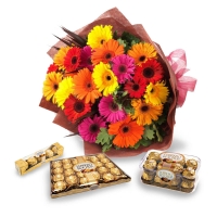 20 gerbera bunch w/ferrero