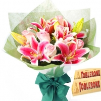lilies bouquet & toblerone