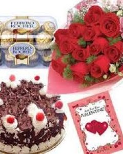 Black Forest, 12 roses & ferrero